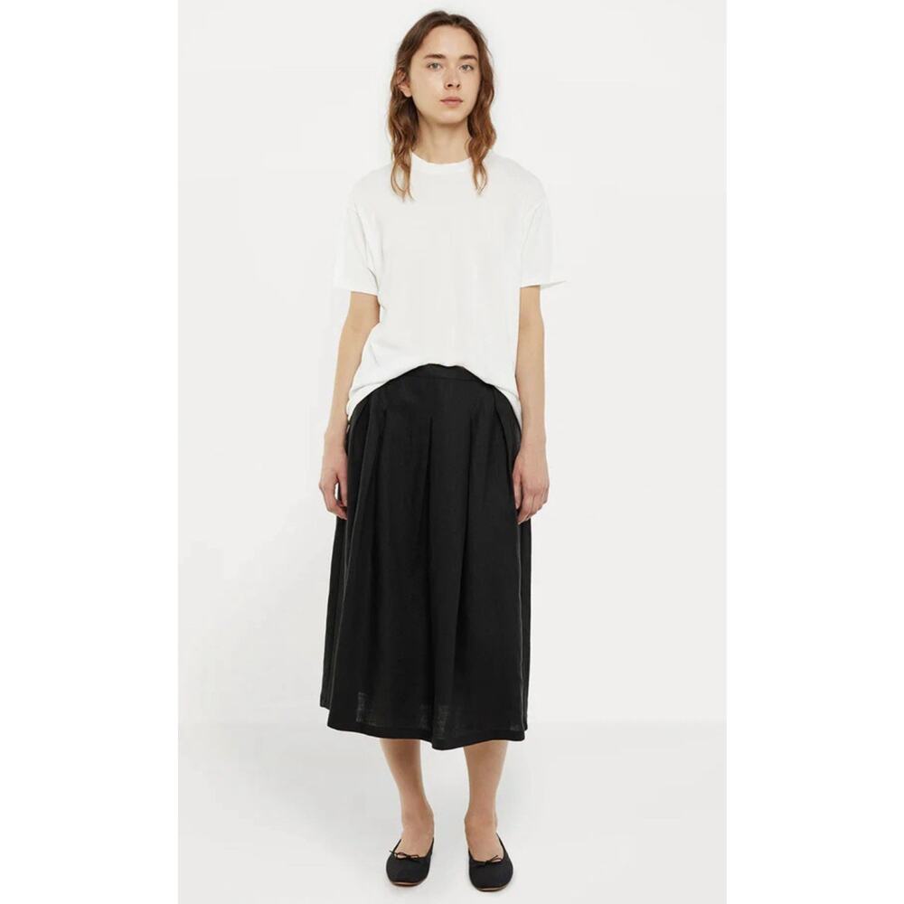 SOLD La Garconne Moderne Linen Tuck Skirt Black - M